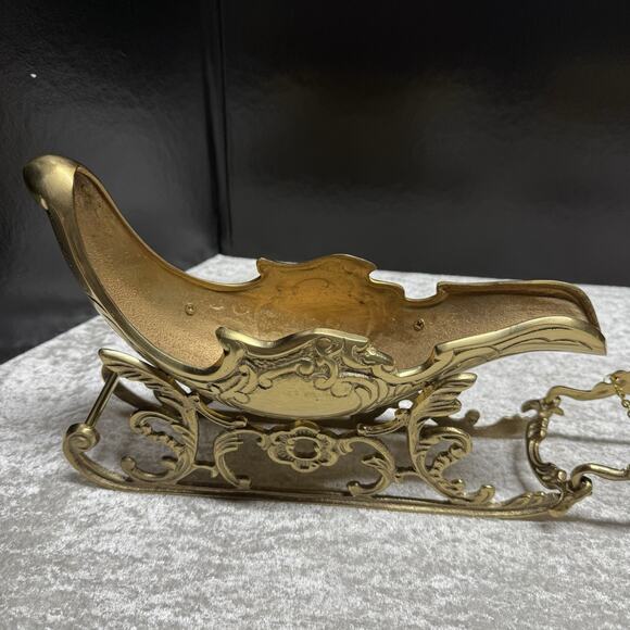 Large 22” Vintage Solid Brass 3 Piece Christmas Reindeer and Sleigh Stunning! - Picture 3 of 16